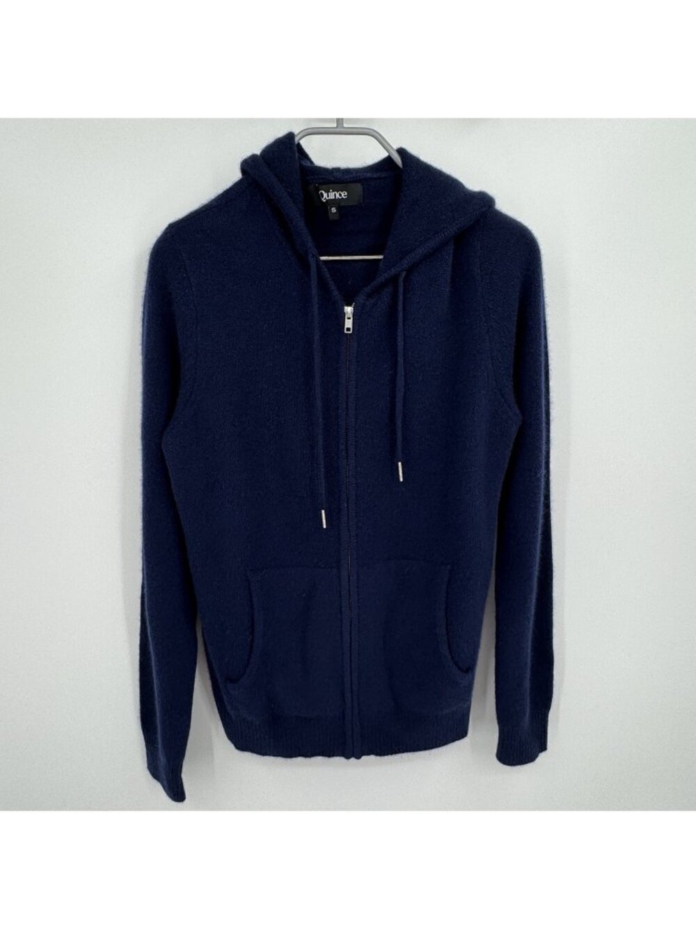 Quince Mongolian Cashmere Full Zip Hoodie Jacket size S Small Men's Navy Blue